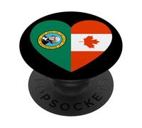 Washington and Canada Flags: Heart Shaped Unity PopSockets Adhesive PopGrip