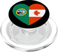 Washington and Canada Flags: Heart Shaped Unity PopSockets PopGrip for MagSafe