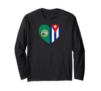 Washington and Cuba Flags: Heart Shaped Unity Long Sleeve T-Shirt
