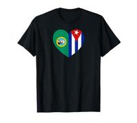 Washington and Cuba Flags: Heart Shaped Unity T-Shirt
