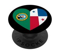 Washington and Panama Flags: Heart Shaped Unity PopSockets Adhesive PopGrip