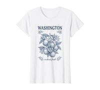 Washington Apple Botanical Value Graphic T-Shirt, Women, White, XS