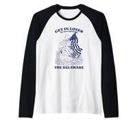 Washington Crossing Delaware Funny Patriotic Meme Raglan Baseball Tee