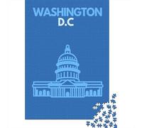 Washington D.C. Capitol Building Illustration Travel Puzzle 1000 Pieces, World Landmark Travel Poster, Matte Printed Jigsaw, Decorative Artwork for Adults, Travel Gift, 52x38cm/1000pcs