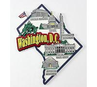 Washington D.C. Map and Landmarks Collage Fridge Collectible Souvenir Magnet FMC