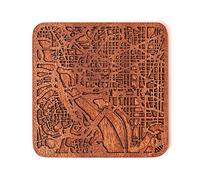 Washington D.C. Map Coaster, One Piece, Sapele Wooden Coaster with City map, Multiple City Optional, Handmade