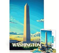 Washington D.C. Monument Jigsaw Puzzles 1000 Recall Fun Play Burr Free Clean Cut Pieces Portable Travel Friendly Fun Game (50x75cm)