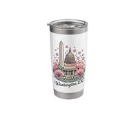 Washington DC Cherry Blossoms Landmark Art Souvenir Stainless Steel Insulated Tumbler