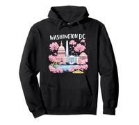 Washington DC Cherry Blossoms Landmark Art Souvenir Travel Pullover Hoodie