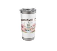 Washington DC Cherry Blossoms Landmark Art Souvenir Travel Stainless Steel Insulated Tumbler