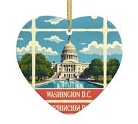 Washington Dc Christmas Tree Ceramic Hanging Heart Shaped Ornament Pendant Holiday Party Home Decor