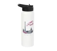 Washington DC Landmarks Cherry Blossoms Art Stainless Steel Insulated Water Bottle