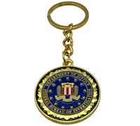 Washington DC Metal Charm Keychain, Pewter Rectangles, Bag Hanger Ring, White House, Capitol, Washington Monument, Seal Fbi, Gold, 4.75