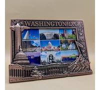 Washington DC Metal Photo Frame, 5" X7", Fits 4" x 6" Picture, DC Souvenir, Capitol White House Monuments Design, Free Standing, Rectangle, (Copper)
