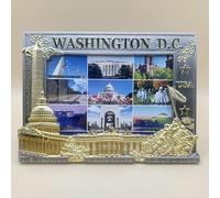 Washington DC Metal Photo Frame, 5" X7" Fits 4" x 6" Picture, DC Souvenir, Capitol White House Monuments Design, Free Standing, Rectangle, Black & Gold, Silver & Gold (Silvern & Gold)