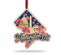 Washington DC Ornament for Christmas Tree, Washington DC Ornaments, Ornament Decoration, Christmas Tree Decor Ornaments, 3D Wooden Acrylic Keepsake, Xmas Gift Souvenir for Family Friends