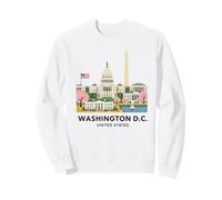 Washington DC Skyline Iconic Landmarks Illustration Sweatshirt