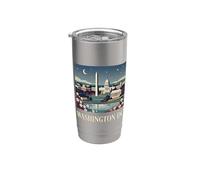 Washington DC Skyline Monuments Retro Vintage Art Stainless Steel Insulated Tumbler