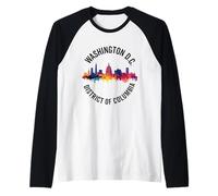 Washington DC Souvenir Capitol Hill Skyline Monuments Raglan Baseball Tee