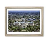 Washington DC The White House Landscape Modern Framed Print | A3 Oak Framed Wall Art | Ready to Hang | Modern Nature Picture | Living Room Bedroom Lounge Office