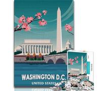 Washington Dc Travel Art 1000 Pieces Jigsaw Puzzles for Adults And Teens,Stress Reliever Difficult Challenge Enhance Love between Couples 50x75cm