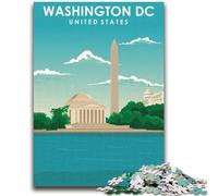 Washington DC Travel Print Puzzles for Adults Teens 1000pc Puzzle,Challenging Game Toys Every Piece Is Unique - Challenging Family Fun Game (50x75cm)