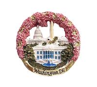 Washington DC USA 3D Round Refrigerator Magnet Souvenirs Handmade Resin Magnetic Stickers Home Kitchen Decoration,Washington Fridge Magnet Collection Gift