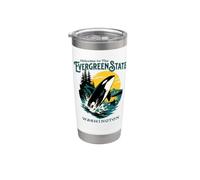 Washington Evergreen State Love Orca Whale Mt Rainier Salmon Stainless Steel Insulated Tumbler