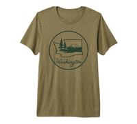 Washington Evergreen State WA PNW Round Logo Minimalist Premium T-Shirt