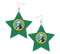 Washington Flag Leather Star Shaped Earrings Fashion Accessories Lightweight Festivals Parties Everyday Life