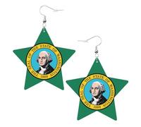 Washington Flag Leather Star Shaped Earrings Fashion Accessories Lightweight Festivals Parties Everyday Life