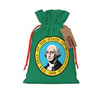Washington Flag Print Christmas Drawstring Gift Bags Festive Present Sacks Xmas Birthday Party Favors