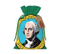 Washington Flag Print Christmas Drawstring Holiday Candy Bag Xmas Sacks Reusable Wrapping Bags Party Favor