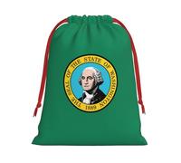 Washington Flag Print Convenient Reusable Drawstring Gift Pouches Holiday Parties Fashionable Men Women