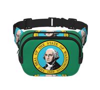 Washington Flag print Fanny Pack Waist Packs with Extender for Men Women, Waist Bag Hip Pack with Zipper Pockets, Black, One Size