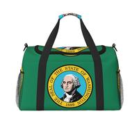 Washington Flag Print Foldable Carry On Tote Large Capacity Hand Carry Bag for Airplane Weekend Getaways