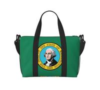 Washington Flag print Travel Duffel Bag Tote Carry on Luggage Bag, Sports Gym Bag Weekender Overnight Bags, Black, One Size