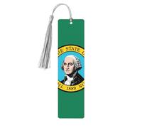 Washington Flag Print Wood Bookmark for Women Men,with Tassels Reading Bookmarks for Book Lovers,Gifts