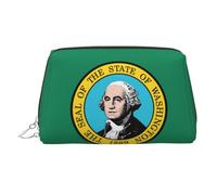 Washington Flag Printed Zippered Toiletry Bag, Wide Open Storage Case for Personal Care Items and Cosmetics