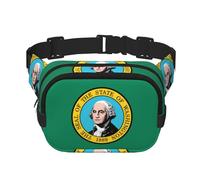 Washington Flag Square Double Layer Waist Bag Crossbody Bag/Adjustable Strap Chest,for Travel Workout Running Print with