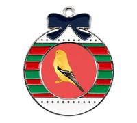 Washington Goldfinch Birds Christmas Pendants Xmas Tree Alloy Decorative Hanging Ornaments for Holiday Home Party Circular