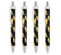Washington Goldfinch Birds Retractable Ballpoint Pens 0.5mm Fine Black Inks Roller Smooth Writing Office Supplies 4 PCS