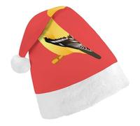Washington Goldfinch Birds Santa Hat Christmas Holiday Party Headwear for Adults Soft Velvet Festive Costume Accessory Child