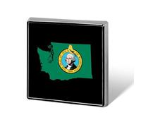 Washington Goldfinch Flag Square Metal Brooches 1 Inch Decorative Badges Exquisite Decorations Pins for Clothing