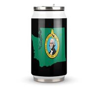 Washington Goldfinch Flag Stainless Steel Coke Tumbler Vacuum Insulated Beverage Cup Travel Coffee Mug with Lid Straw 300ml