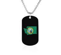Washington Map with Flag Novelty Pendants Necklaces