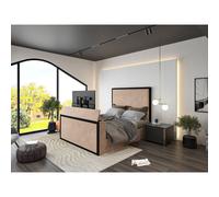 Washington Metal Tv Bed, Luxury French Velvet, Mink HOB Furniture Light Brown Super King
