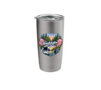 Washington Orca Whales Rhododendrons Stainless Steel Insulated Tumbler