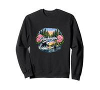 Washington Orca Whales Rhododendrons Sweatshirt