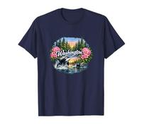 Washington Orca Whales Rhododendrons T-Shirt